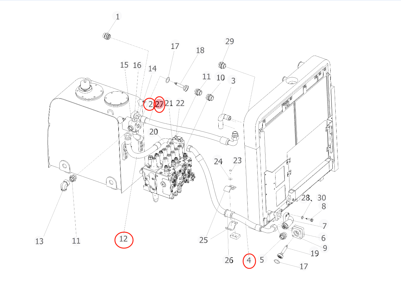 Sunward SWE135E-3H installation diagram showing hydraulic hose 73050200C462 at Pipe No. 12