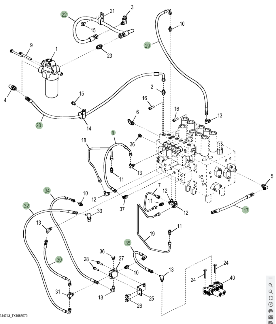 Hitachi ZX250LC-5N installation diagram showing hydraulic hose 9290833 at Pipe No. 29