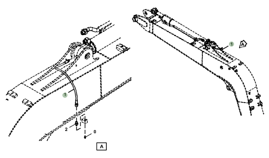 Hitachi ZX75US-5N installation diagram showing hydraulic hose 4129123 at Pipe No. 1