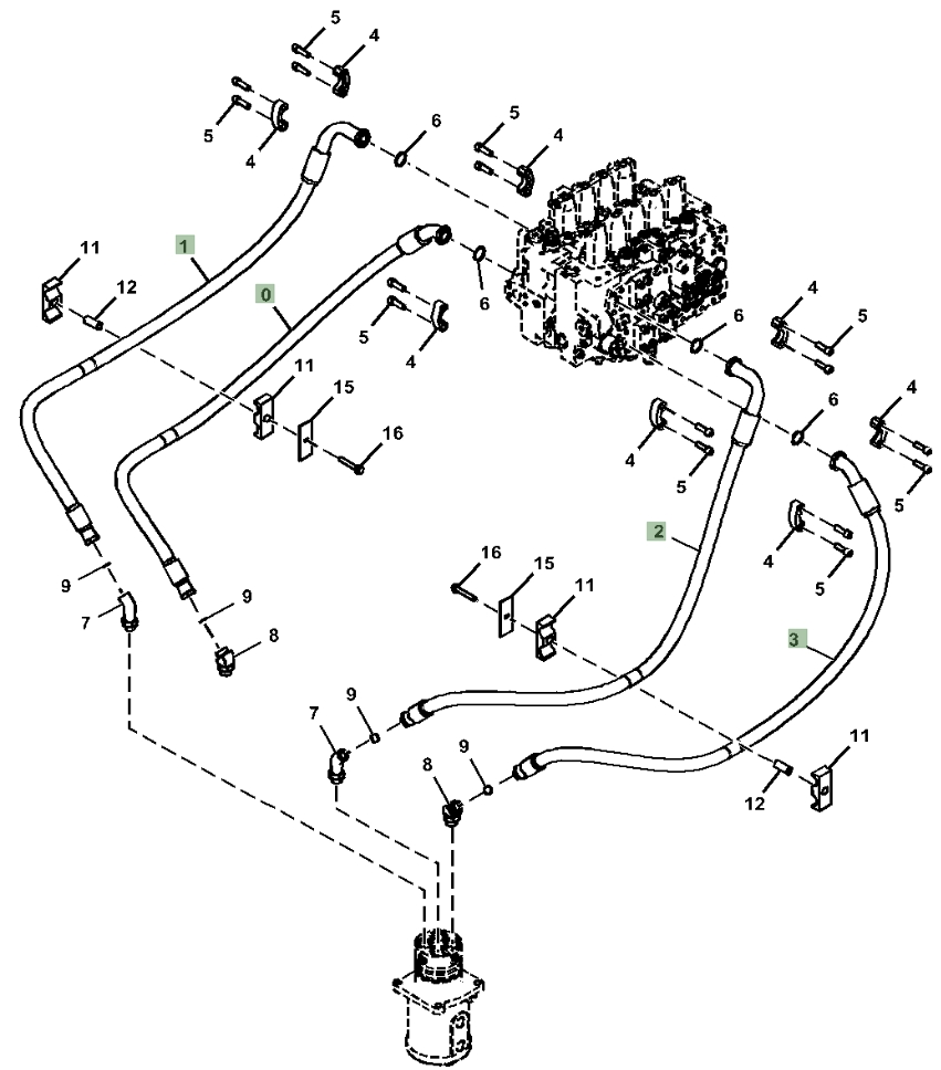 Hitachi ZX870LC-5A installation diagram showing hydraulic hose 4652983 at Pipe No. 3