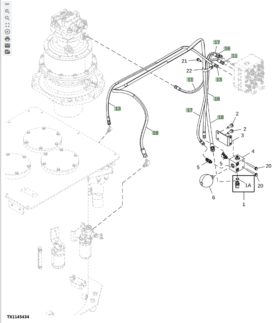 Hitachi ZX670LC-5G installation diagram showing hydraulic hose 4668896 at Pipe No. 11