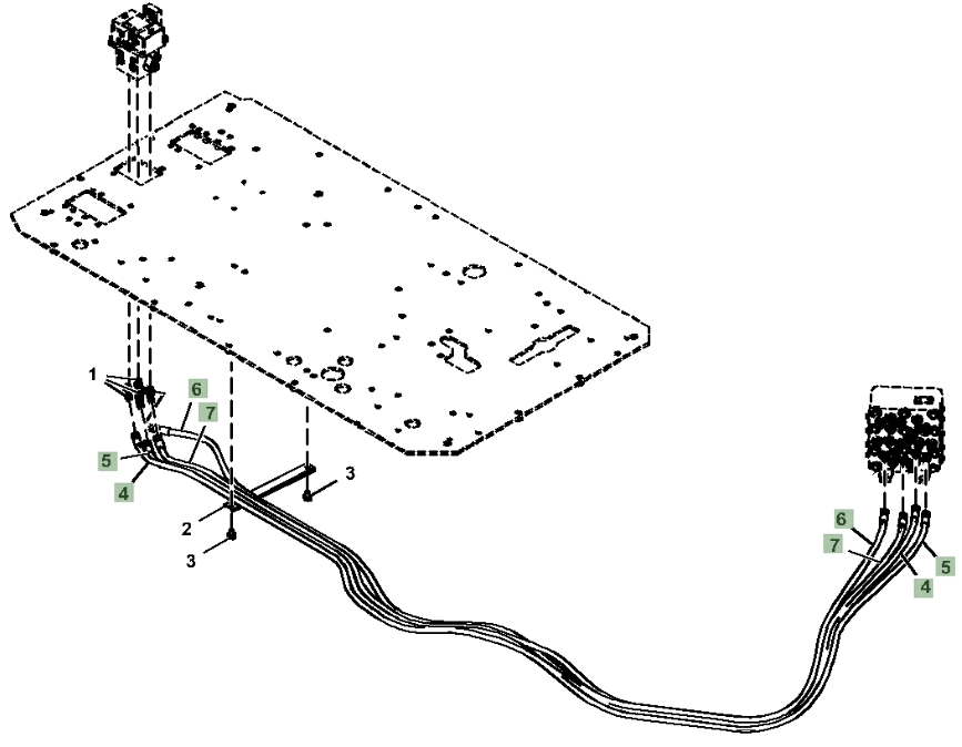 Hitachi ZX130-6N installation diagram showing hydraulic hose 4607990 at Pipe No. 4