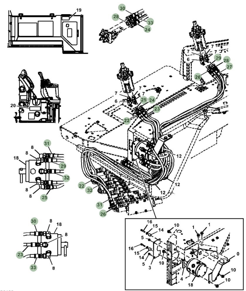 Hitachi ZX35U-5N installation diagram showing hydraulic hose 4693352 at Pipe No. 31