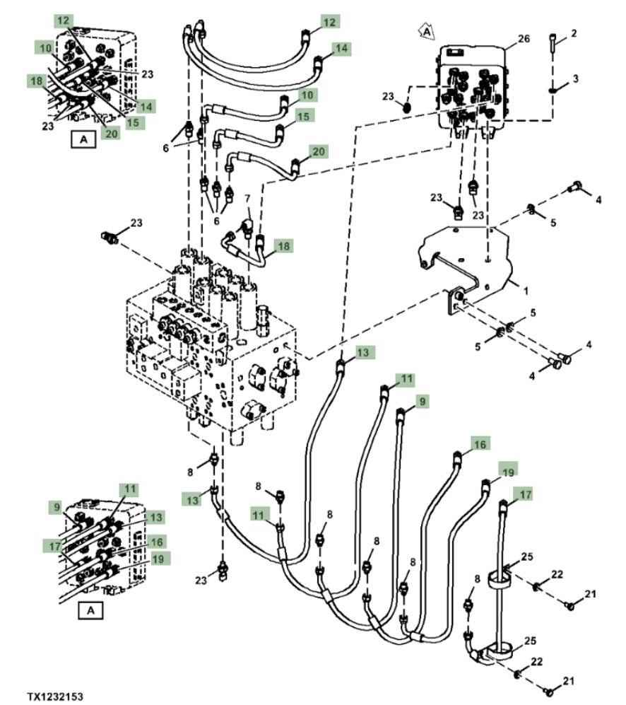 Hitachi ZX310F-LL-6N installation diagram showing hydraulic hose 4630941 at Pipe No. 12