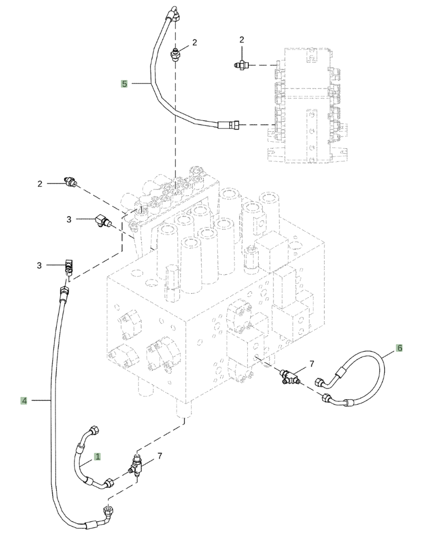 Hitachi ZX250LC-6N installation diagram showing hydraulic hose 4630949 at Pipe No. 5