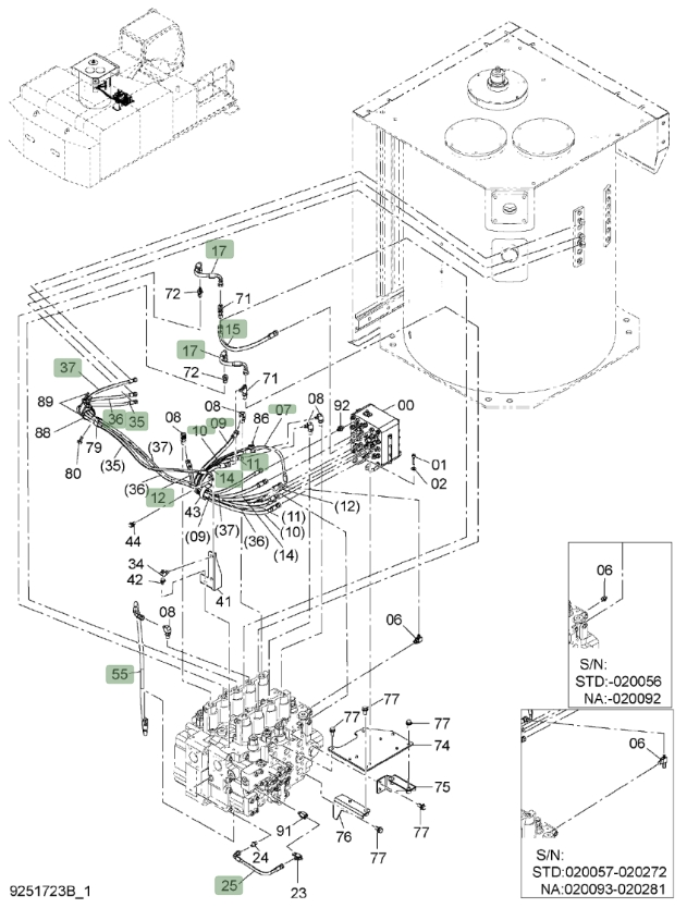 Hitachi ZX850LC-3 installation diagram showing hydraulic hose 4634372 at Pipe No. 11