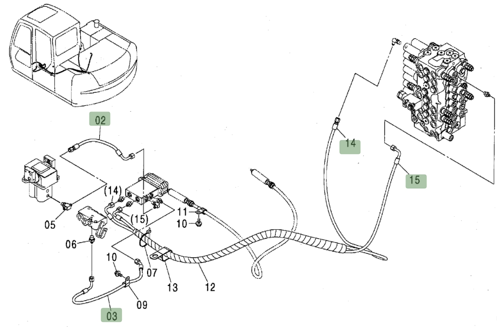 Hitachi ZX80 installation diagram showing hydraulic hose 4450527 at Pipe No. 3