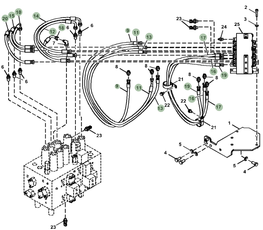 Hitachi ZX210-5G installation diagram showing hydraulic hose 4726131 at Pipe No. 13