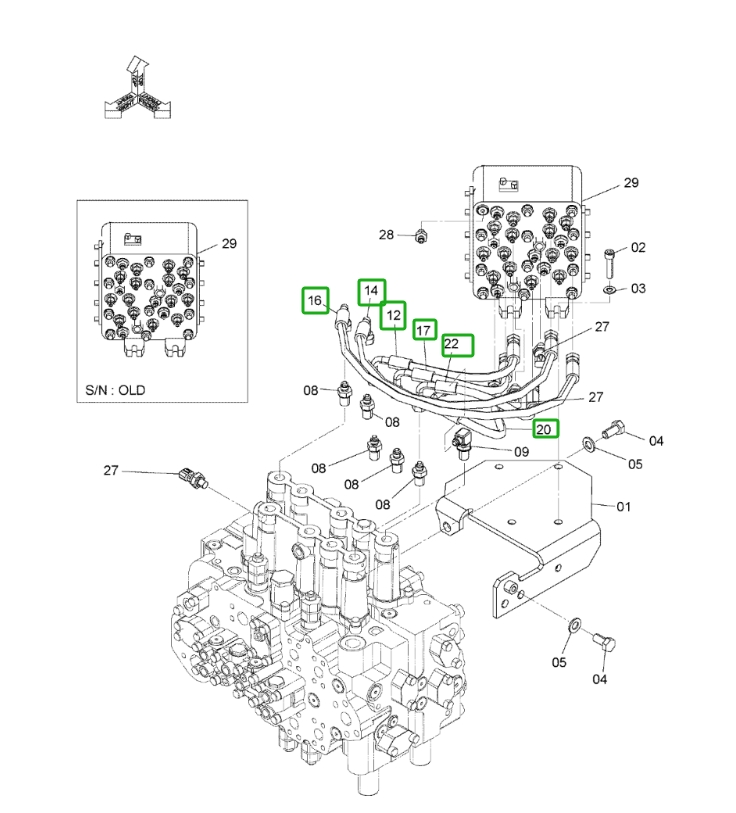 Hitachi ZX160LC-3 installation diagram showing hydraulic hose 4630940 at Pipe No. 16