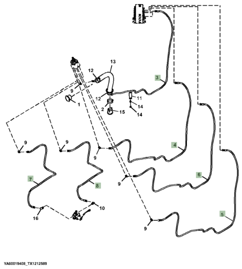 Hitachi ZX210FLC-FE-6N installation diagram showing hydraulic hose 4713022 at Pipe No. 8