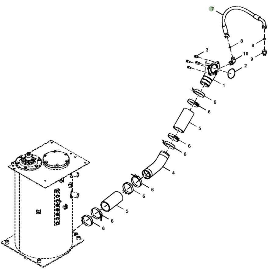 Hitachi ZX160LC-6N installation diagram showing hydraulic hose 4644625 at Pipe No. 7