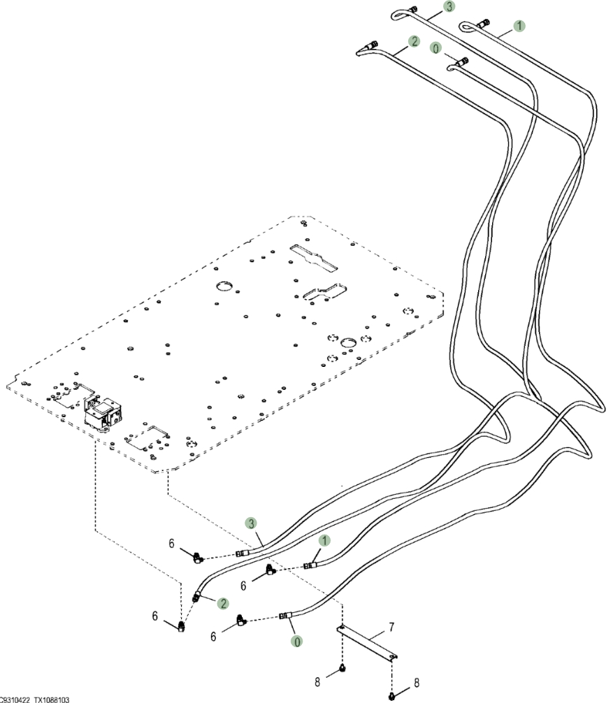 Hitachi ZX470LC-5G installation diagram showing hydraulic hose 4709479 at Pipe No. 1
