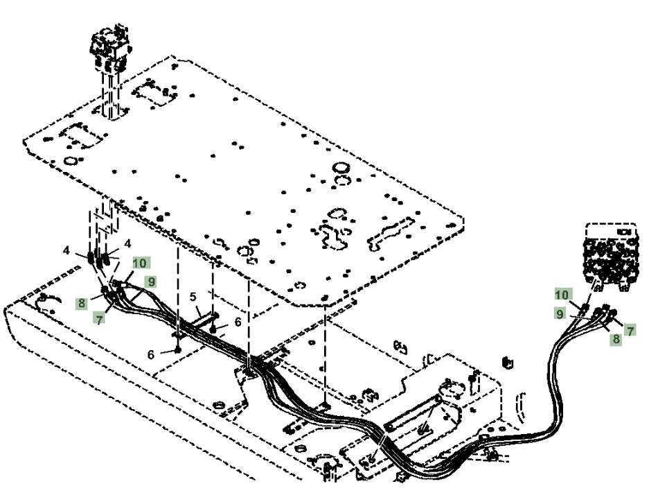 Hitachi ZX210LC-5N installation diagram showing hydraulic hose 4655171 at Pipe No. 7