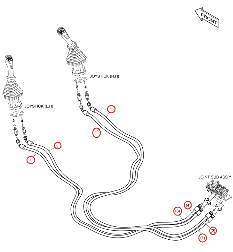 Doosan DX140LC-3 installation diagram showing hydraulic hose DS2113007 at Pipe No. 4