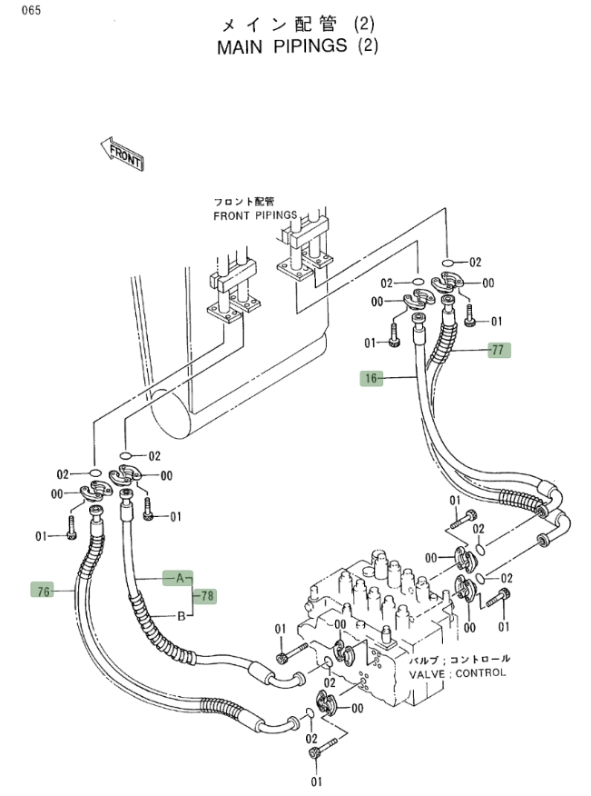 Hitachi EX400LC-3 installation diagram showing hydraulic hose 4316272 at Pipe No. 16