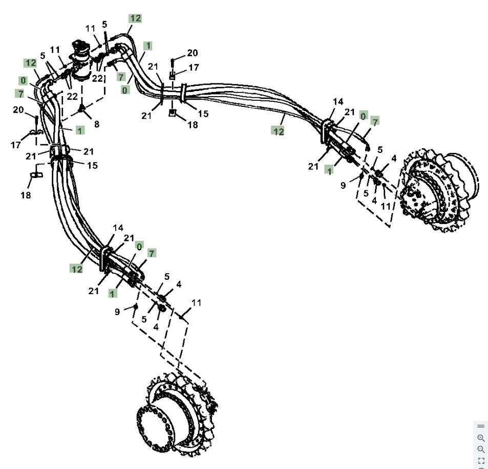 Hitachi ZX290LC-5N installation diagram showing hydraulic hose 4429283 at Pipe No. 12