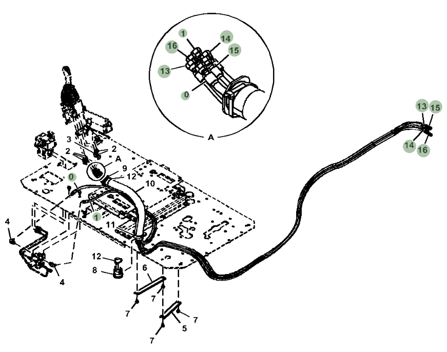 Hitachi ZX470LC-6 installation diagram showing hydraulic hose 4709483 at Pipe No. 1