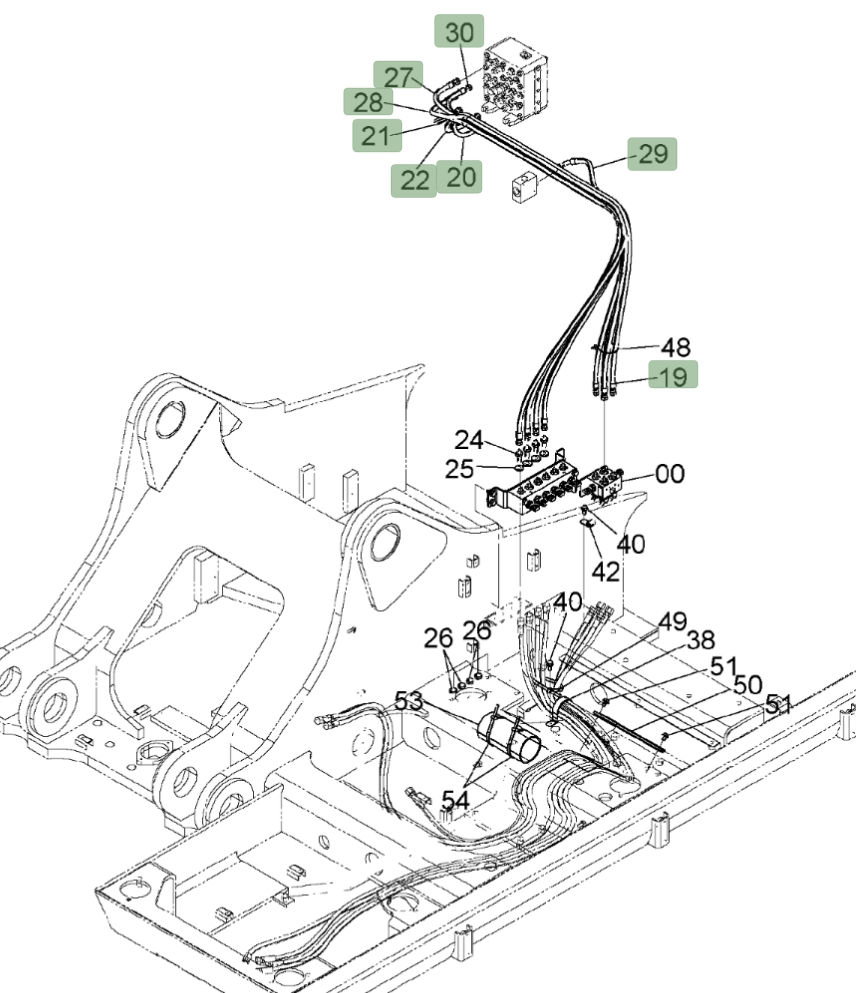 Hitachi ZX450LC-3 installation diagram showing hydraulic hose 4635242 at Pipe No. 30