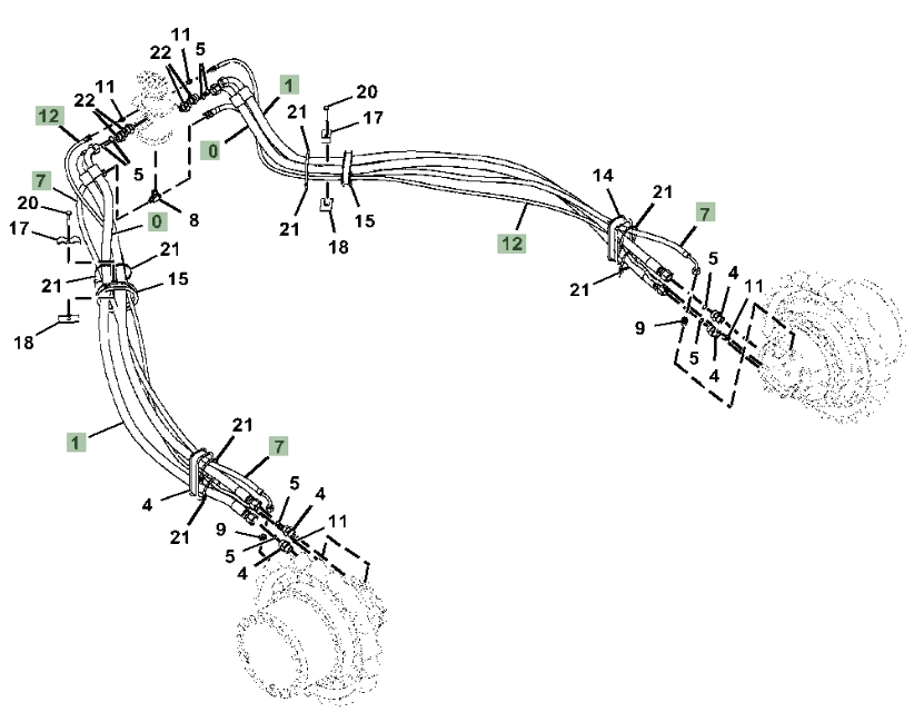 Hitachi ZX345USLC-6N installation diagram showing hydraulic hose 4635305 at Pipe No. 1