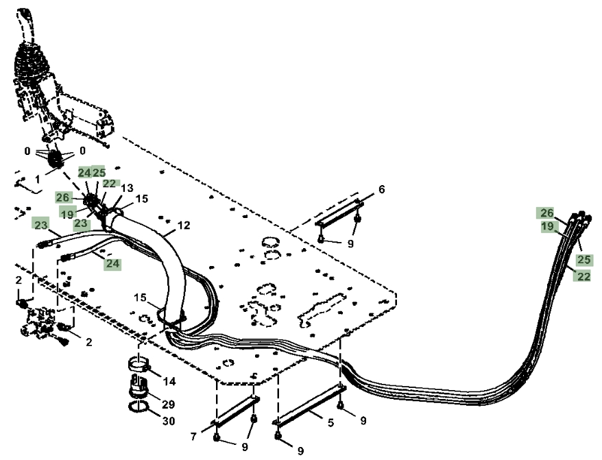 Hitachi ZX350LC-5A installation diagram showing hydraulic hose 4707581 at Pipe No. 23