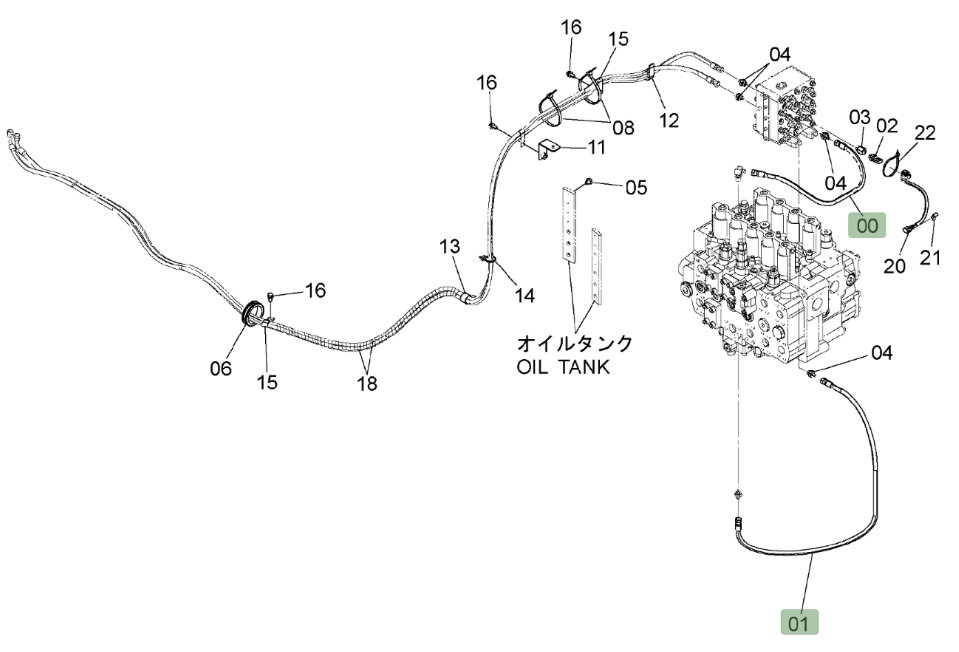 Hitachi ZX450LC-3 installation diagram showing hydraulic hose 4658727 at Pipe No. 0