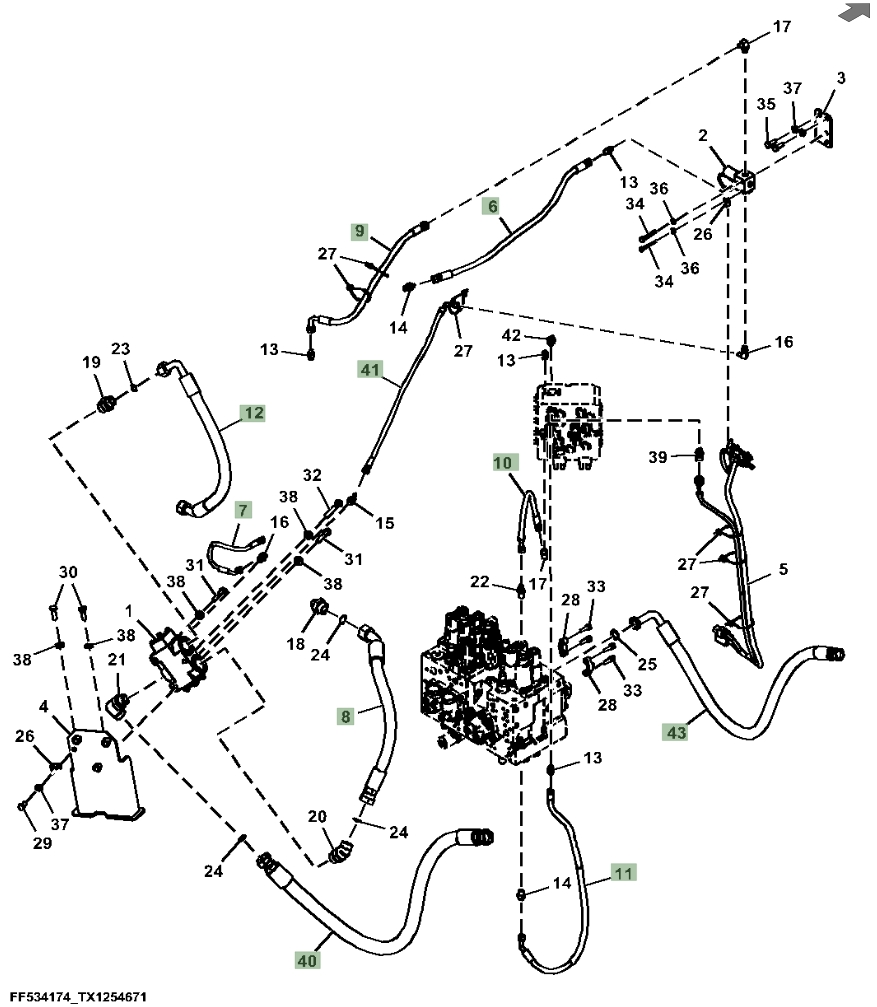 Hitachi ZX130-6N installation diagram showing hydraulic hose 4630946 at Pipe No. 41