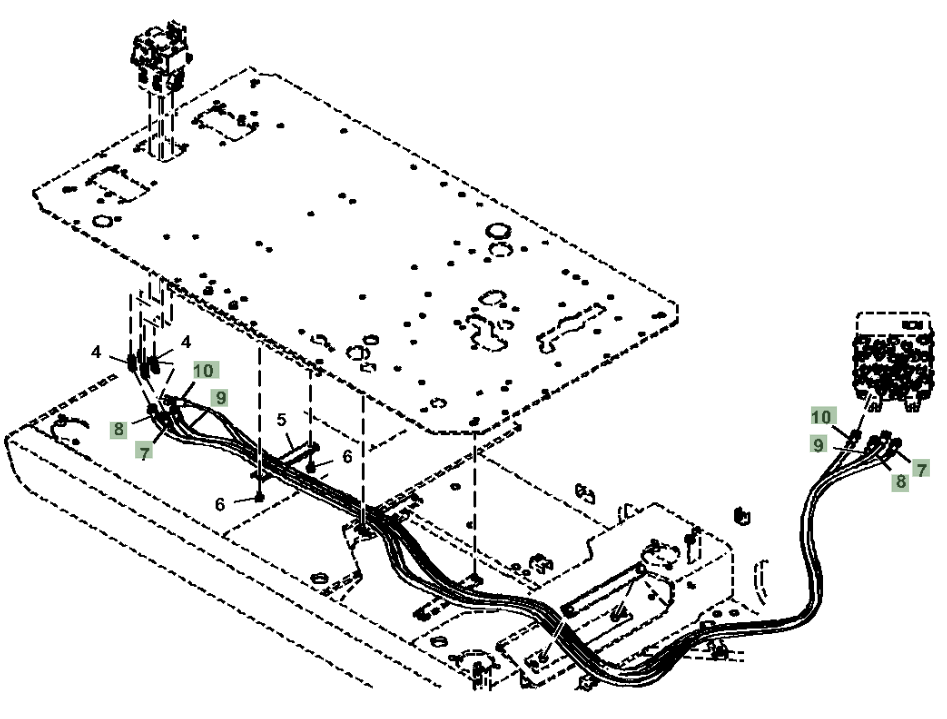 Hitachi ZX250LC-5N installation diagram showing hydraulic hose 4639629 at Pipe No. 8