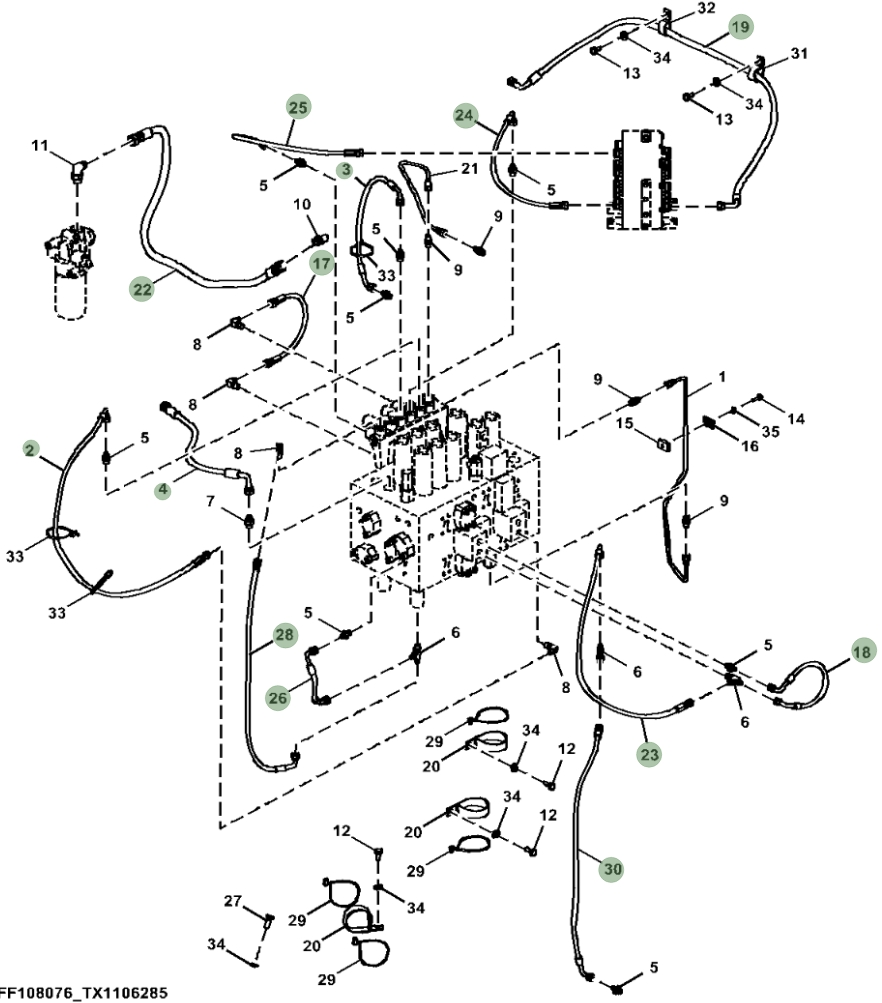 Hitachi ZX210-5N installation diagram showing hydraulic hose 4452733 at Pipe No. 17