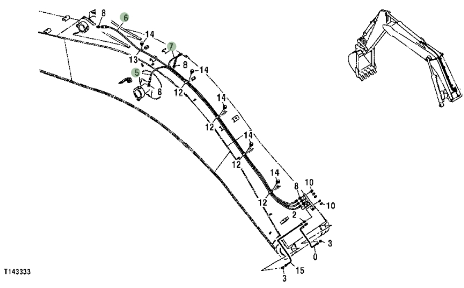 Hitachi ZX200F installation diagram showing hydraulic hose 4429287 at Pipe No. 6