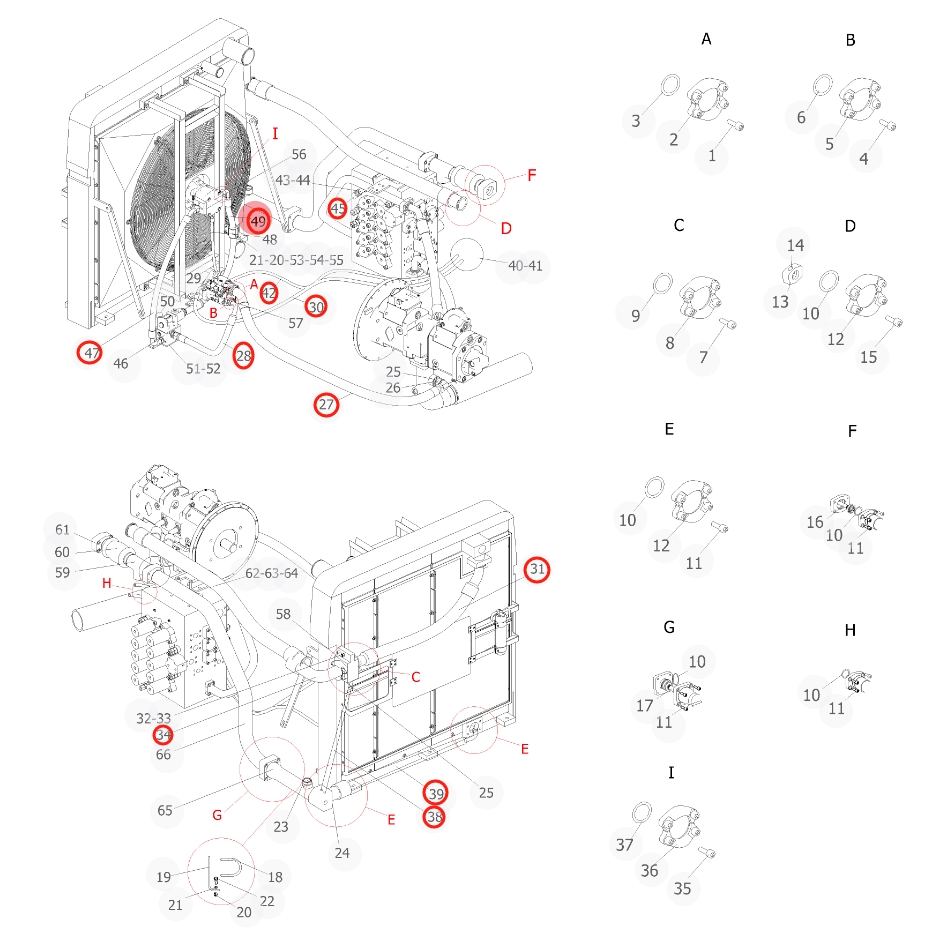 Sunward SWE500ES installation diagram showing hydraulic hose 73050200B689 at Pipe No. 28