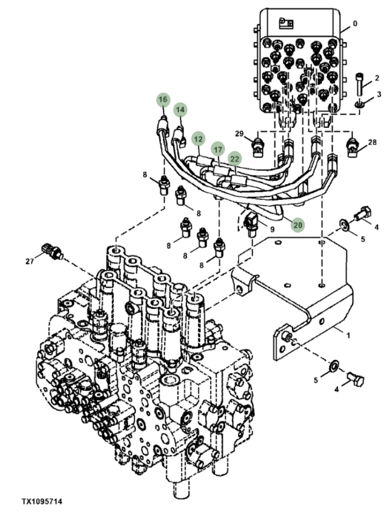 Hitachi ZX290F-3 installation diagram showing hydraulic hose 4649405 at Pipe No. 20
