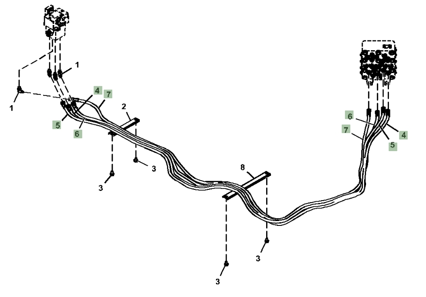 Hitachi ZX210LC-6N installation diagram showing hydraulic hose 4375306 at Pipe No. 5