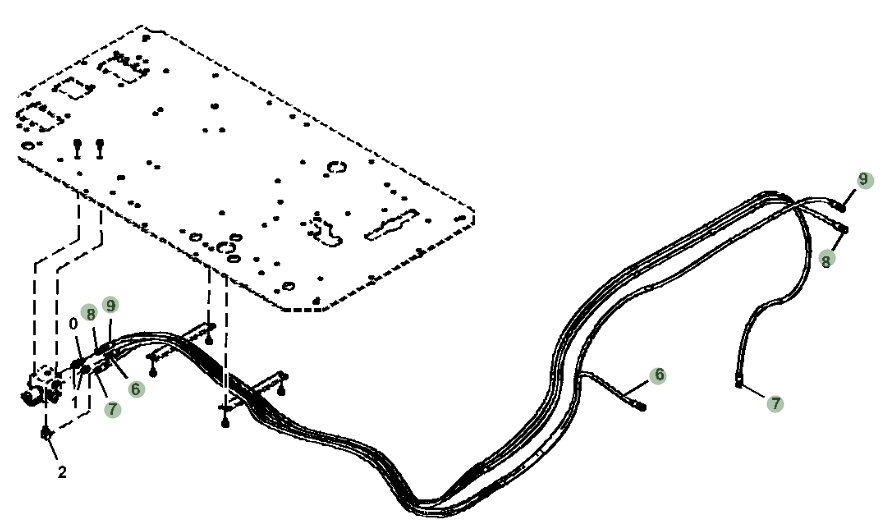 Hitachi ZX470LC-6 installation diagram showing hydraulic hose 4713140 at Pipe No. 7