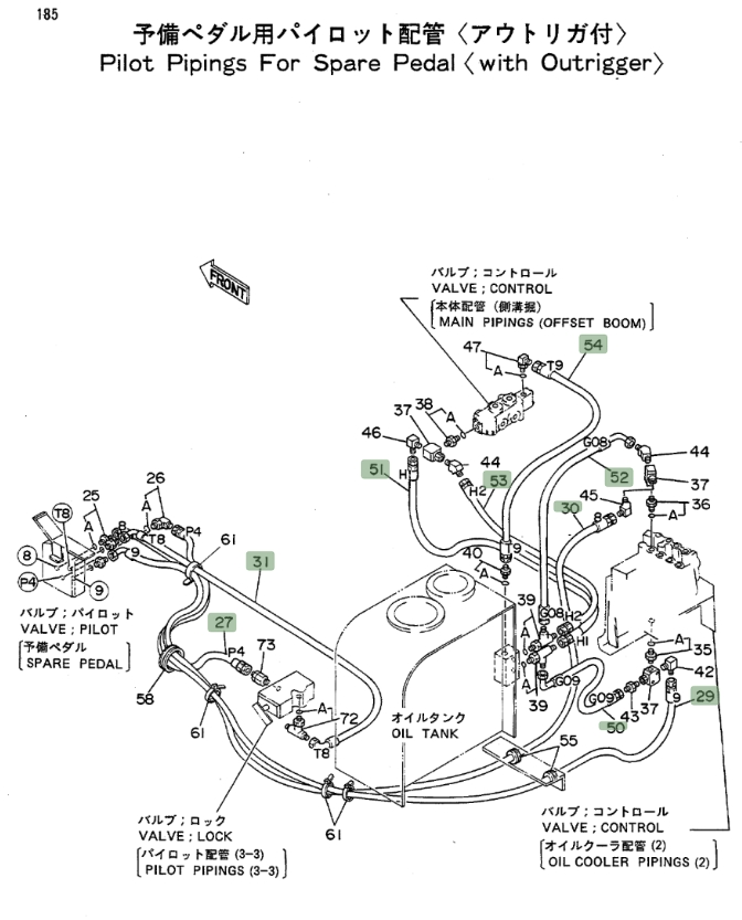 Hitachi EX100WD installation diagram showing hydraulic hose 4219353 at Pipe No. 29