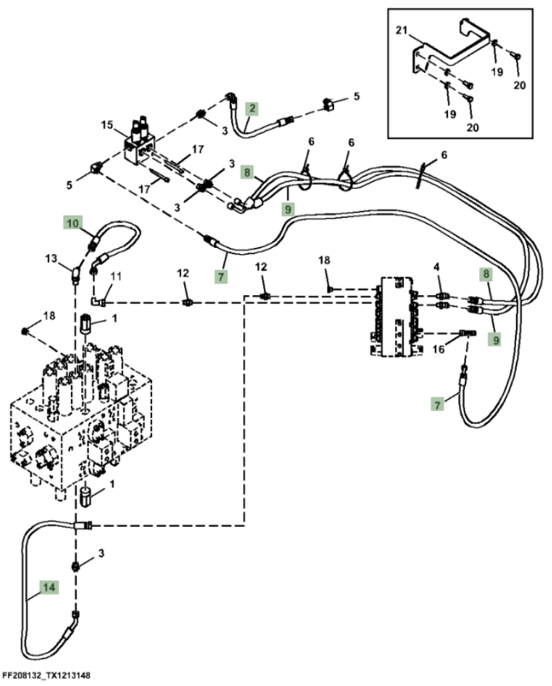 Hitachi ZX370F-FE-6N installation diagram showing hydraulic hose 4689854 at Pipe No. 2