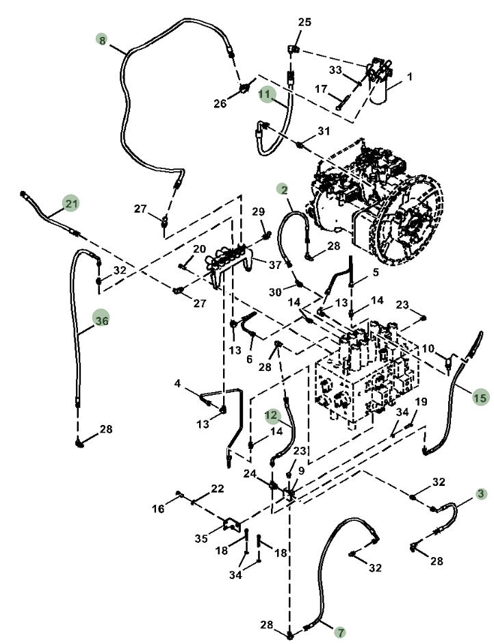 Hitachi ZX300LC-6N installation diagram showing hydraulic hose 4313426 at Pipe No. 11
