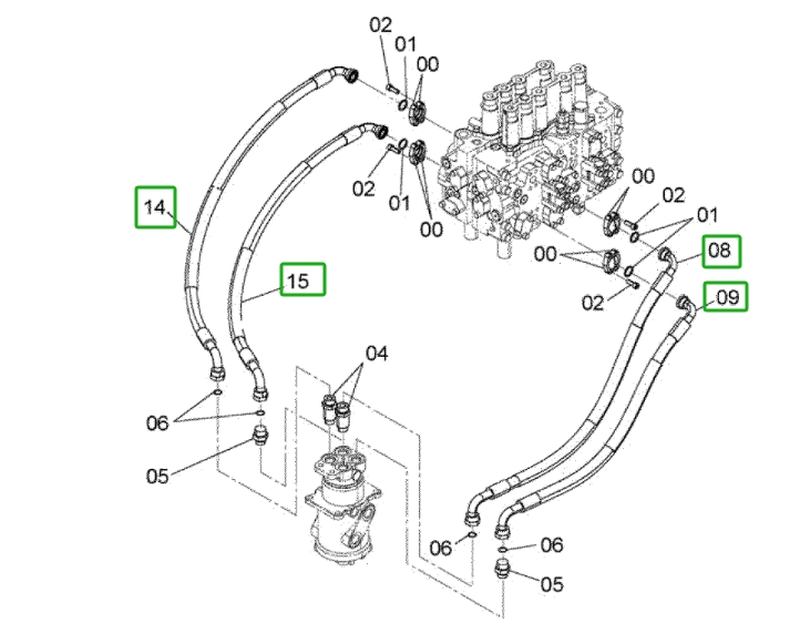 Hitachi ZX160LC-3 installation diagram showing hydraulic hose 4643290 at Pipe No. 8A