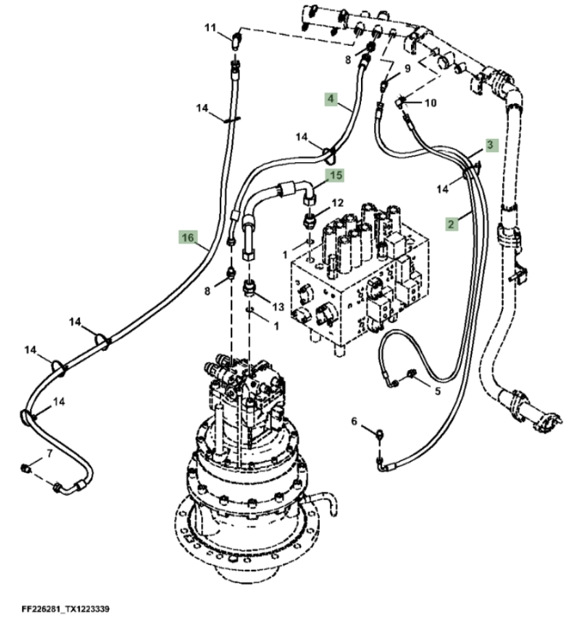 Hitachi ZX310F-FE-6N installation diagram showing hydraulic hose 4668866 at Pipe No. 3