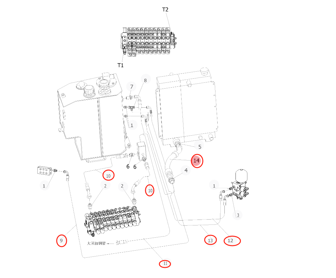 Sunward SWE25UF installation diagram showing hydraulic hose 730502000245 at Pipe No. 10