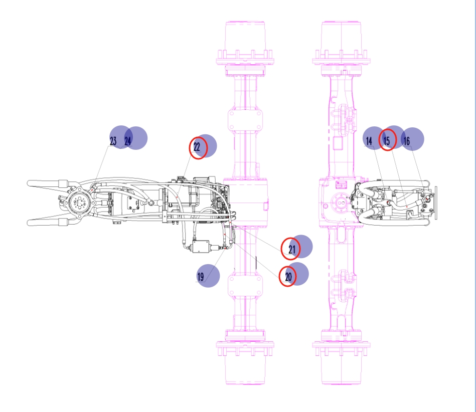 Sunward SWE150W installation diagram showing hydraulic hose 730501000916 at Pipe No. 20