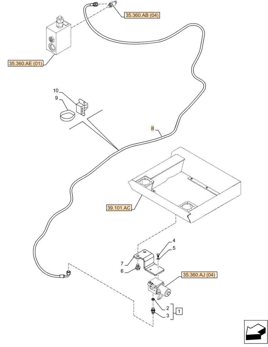 Case CX300D LC installation diagram showing hydraulic hose KHJ11480 at Pipe No. 8
