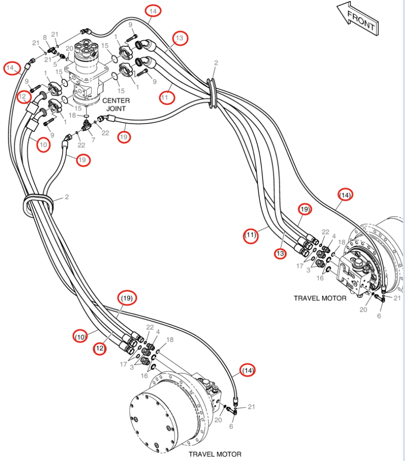 Doosan DX150LC-9C installation diagram showing hydraulic hose DS2017104 at Pipe No. 13