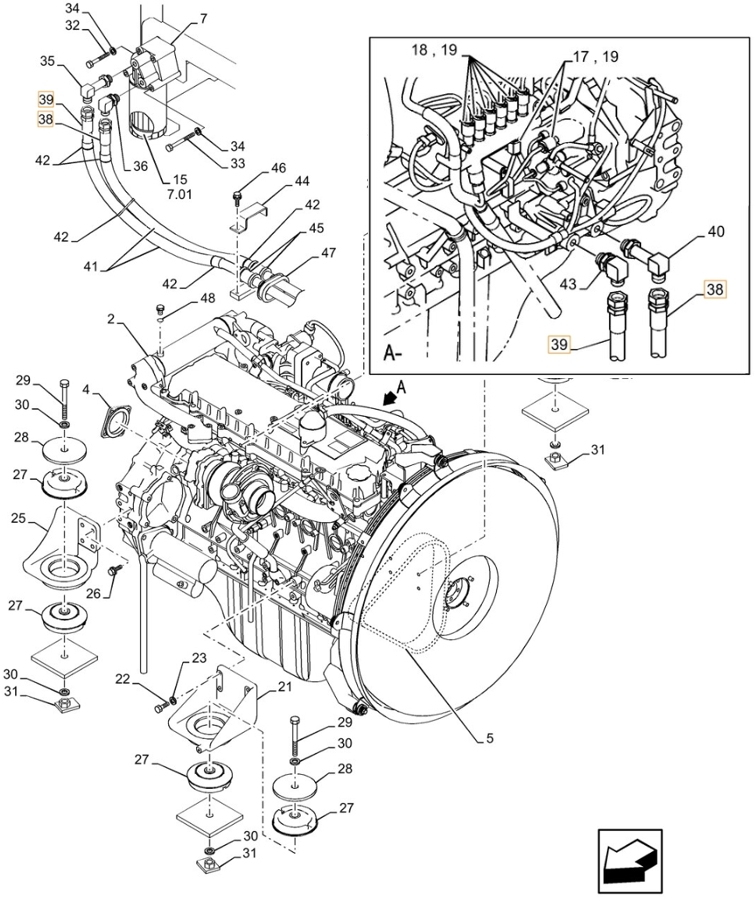 Case CX380C installation diagram showing hydraulic hose KSH1056 at Pipe No. 39