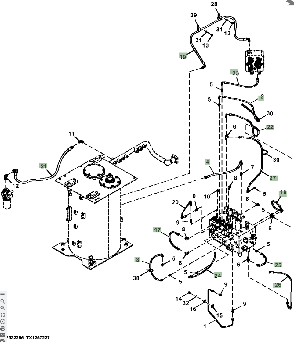 Hitachi ZX250LC-6N installation diagram showing hydraulic hose 4249348 at Pipe No. 2