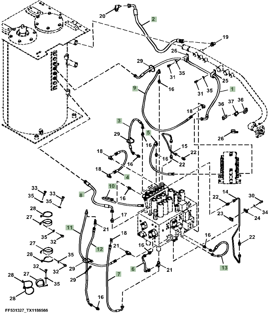 Hitachi ZX210LC-6N installation diagram showing hydraulic hose 4630947 at Pipe No. 11