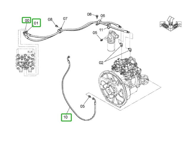 Hitachi ZX160LC-3 installation diagram showing hydraulic hose 4643665 at Pipe No. 0