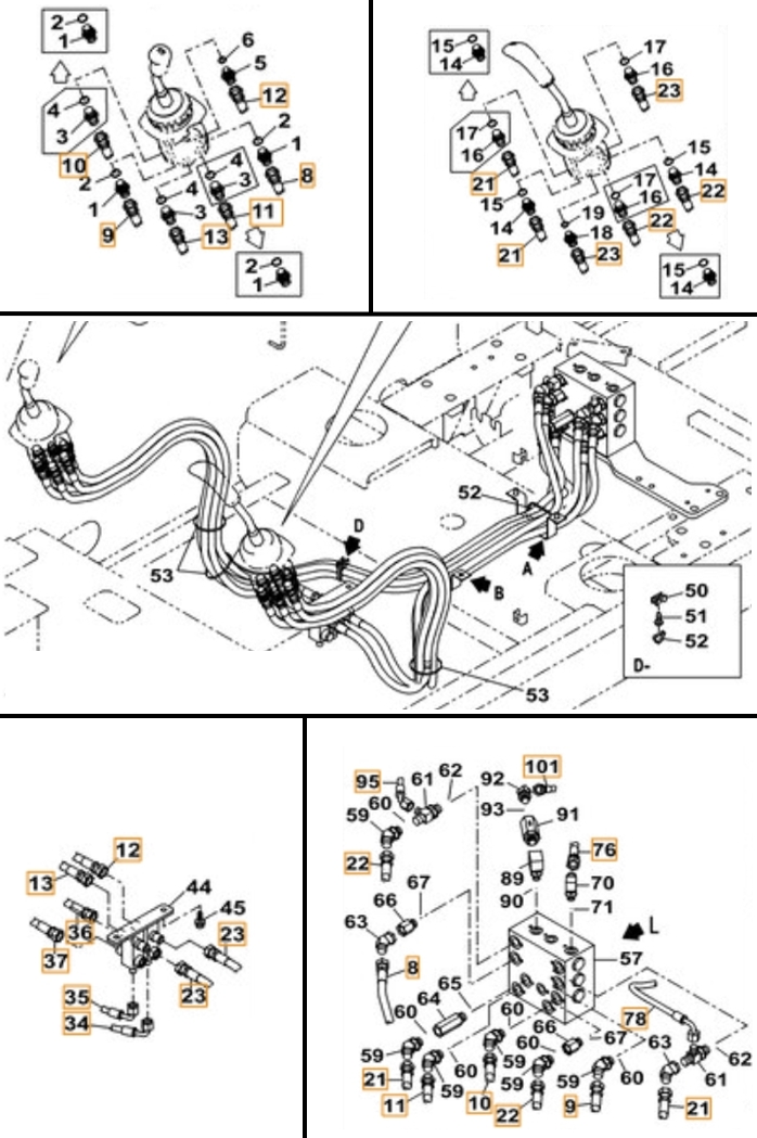 Case CX490C installation diagram showing hydraulic hose 159211A1 at Pipe No. 8