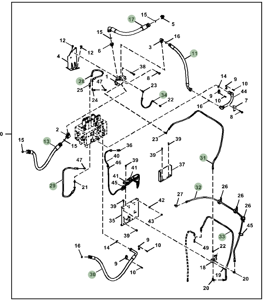 Hitachi ZX300LC-6N installation diagram showing hydraulic hose 4429016 at Pipe No. 31