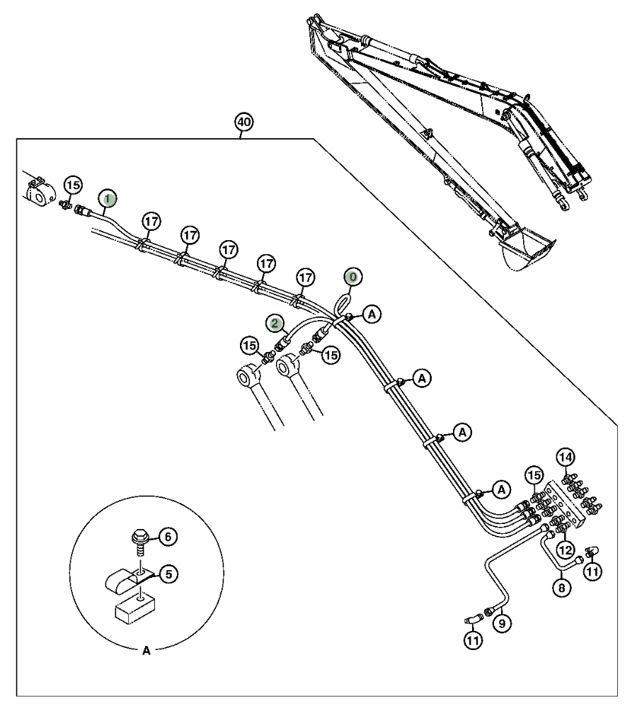 Hitachi ZX200LC-3 installation diagram showing hydraulic hose 4669997 at Pipe No. 1