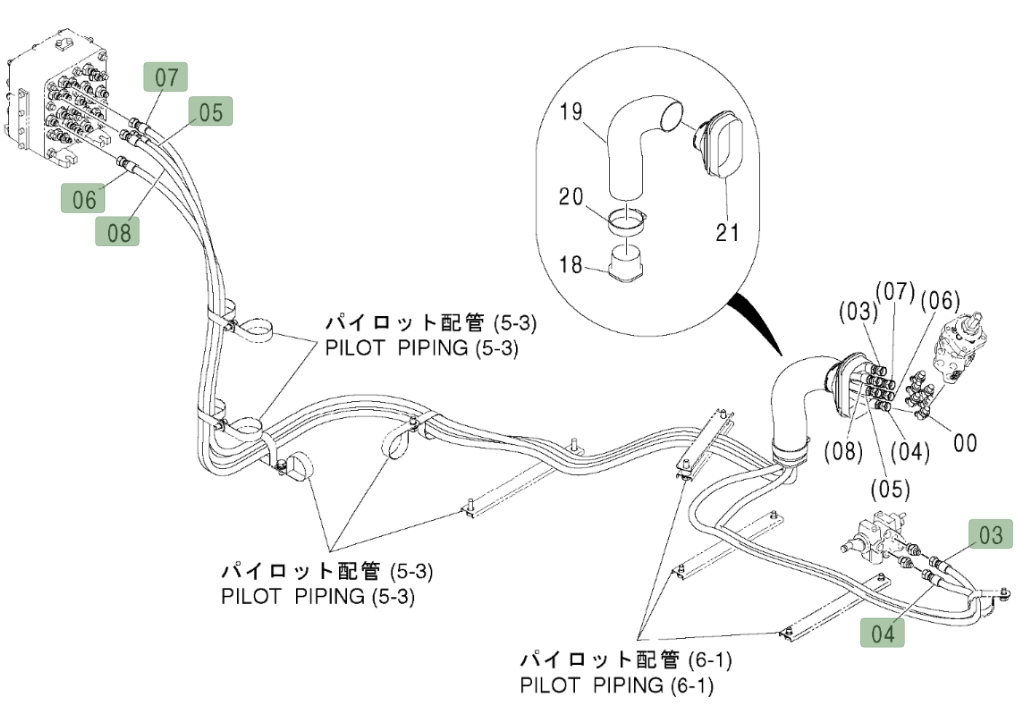 Hitachi ZX450LC installation diagram showing hydraulic hose 4484026 at Pipe No. 6